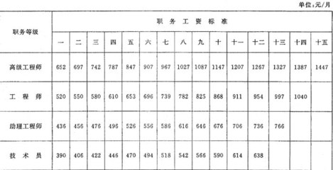 地质、测绘野外工程技术人员专业技术职务岗位工资标准表